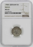 1784-A Germany Silesia 3 Krezuer Coin NGC MS63