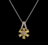 0.85 ctw Diamond Pendant With Chain - 18KT Two-Tone Gold