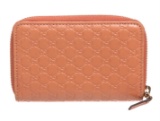 Gucci Peach MicroGuccissima Leather Card Holder Wallet