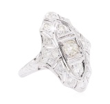 0.95 ctw Diamond Vintage Ring - 18KT White Gold