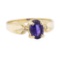 1.09 ctw Blue Sapphire and Diamond Ring - 10KT Yellow Gold