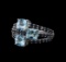 4.89 ctw Blue Topaz and Sapphire Ring - 14KT White Gold