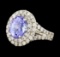 4.44 ctw Tanzanite and Diamond Ring - 14KT White Gold