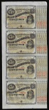 Uncut Sheet of (4) State of Louisiana Baby Bond Obsolete Notes