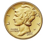 2016-W Mercury Dime Gold Centennial Commemorative Coin with Box/Coa