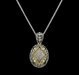 0.25 ctw Diamond Pendant and Chain - Silver/18KT Yellow Gold