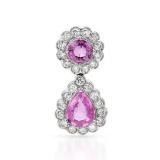 14k White Gold 2.24CTW Pink Sapphire and Diamond Pendant, (SI2-SI3/Pink/H-I)