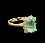 1.76 ctw Emerald and Diamond Ring - 14KT Yellow Gold