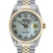 Rolex Mens 2 Tone 14K Mother Of Pearl Roman Datejust Wristwatch