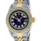 Rolex Ladies 2 Tone 14K Blue Vignette String Diamond Channel Set  Datejust Wrisw