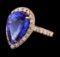 GIA Cert 8.88 ctw Tanzanite and Diamond Ring - 14KT Rose Gold