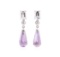 5.04 ctw Amethyst, Quartz and White Sapphire Earrings - 10KT White Gold