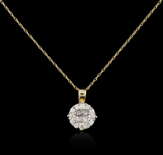 14KT Two-Tone Gold 0.40 ctw Diamond Pendant With Chain
