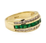 1.30 ctw Emerald and Diamond Ring - 14KT Yellow Gold