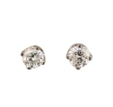 0.20 ctw Diamond Stud Earrings - 14KT White Gold