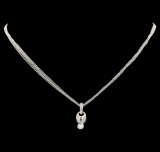 0.62 ctw Diamond Pendant With Chain - 18KT White Gold