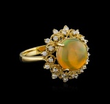 3.30 ctw Opal and Diamond Ring - 14KT Yellow Gold