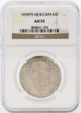 1855PTS MJ Bolivia 4 Sol Coin NGC AU55