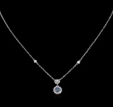 0.36 ctw Blue Diamond Necklace - 14KT White Gold