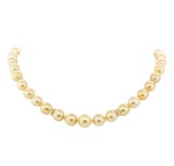 0.35 ctw Diamond and South Sea Pearl Necklace - 14KT Yellow Gold
