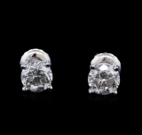 1.01 ctw Diamond Stud Earrings - 14KT White Gold
