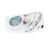 1.30 ctw Opal And Diamond Ring - Platinum