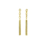 Link and Chain Tassel Post Earrings - Gold Plated