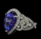 6.63 ctw Tanzanite and Diamond Ring - 14KT White Gold