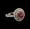 2.30 ctw Pink Tourmaline and Diamond Ring - 14KT White Gold