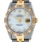 Rolex Mens 2 Tone 14K Lugs MOP Diamond Pyramid Diamond 36MM Datejust