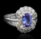 1.17 ctw Tanzanite and Diamond Ring - 18KT White Gold