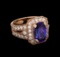 3.46 ctw Tanzanite and Diamond Ring - 14KT Rose Gold