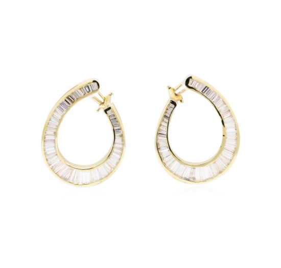 4.00 ctw Diamond Semi-Circle Earrings - 18KT Yellow Gold