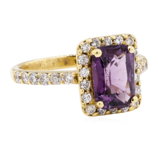 3.42 ctw Lavender Spinel And Diamond Ring - 14KT Yellow Gold