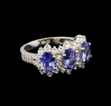 2.10 ctw Tanzanite and Diamond Ring - 14KT White Gold