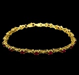 10KT Yellow Gold 3.50 ctw Ruby and Diamond Bracelet