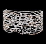 1.45 ctw Diamond Bangle Bracelet - 14KT Rose and White Gold