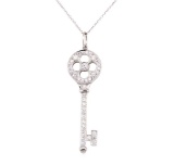 Tiffany and Company 0.41 ctw Diamond Key Pendant with Chain - Platinum and 14KT