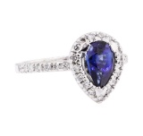 1.28 ctw Sapphire And Diamond Ring - 14KT White Gold