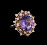 10.16 ctw Tanzanite and Diamond Ring - 14KT Rose Gold