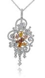 18k Three Tone Gold 3.10CTW Multicolor Dia, Pink Diamond and Diamond Pendant, (V