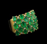 4.48 ctw Emerald and Diamond Ring - 14KT Yellow Gold