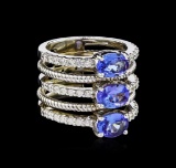 2.43 ctw Tanzanite and Diamond Ring - 14KT White Gold