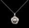 Pearl and Diamond Pendant With Chain - 14KT White Gold