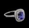 1.42 ctw Tanzanite and Diamond Ring - 14KT White Gold