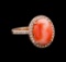 5.66 ctw Coral and Diamond Ring - 14KT Rose Gold