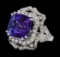 15.95 ctw Tanzanite and Diamond Ring - 14KT White Gold