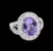 6.74 ctw Tanzanite and Diamond Ring - 18KT White Gold