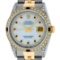 Rolex Mens 2 Tone 14K Lugs MOP Ruby & Diamond 36MM Datejust