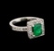 14KT White Gold 0.25 ctw Emerald and Diamond Ring